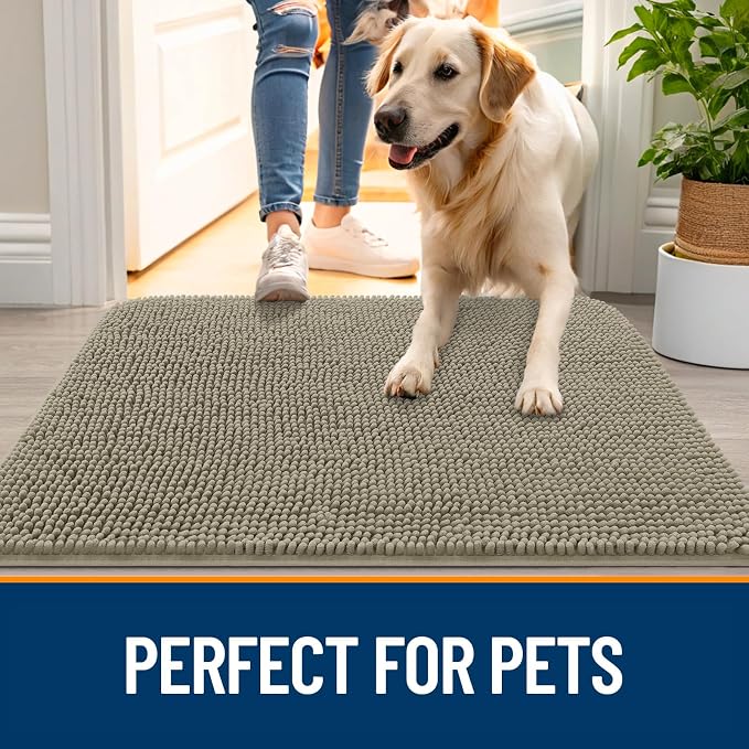 OLANLY Dog Door Mat for Muddy Paws 44x24, Super Absorbent Chenille Mud Mat | - Image 6