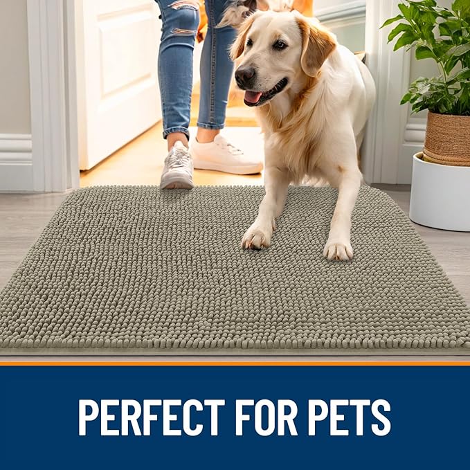 OLANLY Dog Door Mat for Muddy Paws 36x24, Super Absorbent Chenille Mud Mat | - Image 6