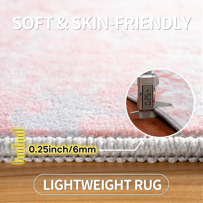 Aelenmu 9x12 Area Rugs for Living Room Bedroom Dining Room Washable Pink | Soft - Image 6