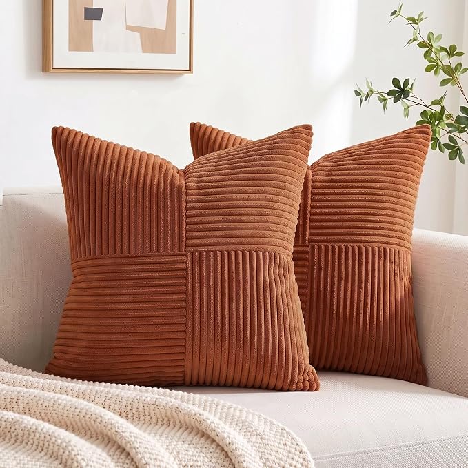 Fancy Homi 2 Packs Rust Samll Decorative Throw Pillow Covers 12x12 Inch - Image 7