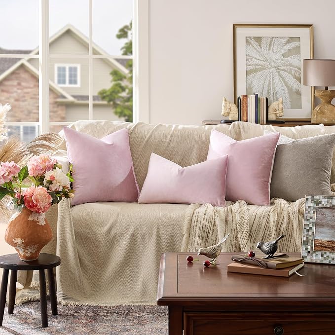GIGIZAZA Sweet Lilac Velvet Throw Pillow Covers 18x18 Pack of 2 | Decorative - Image 6
