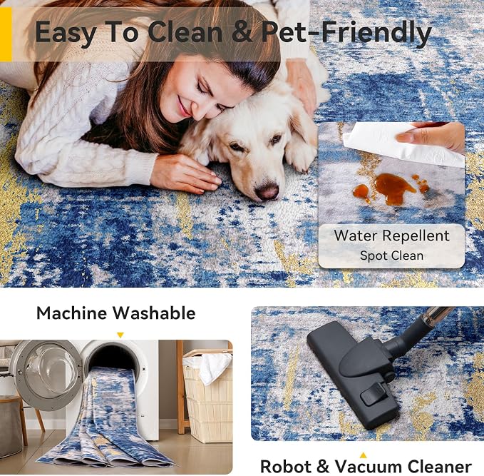 RELEANY Washable Runner 2'x7' Abstract Area Rug - Image 5