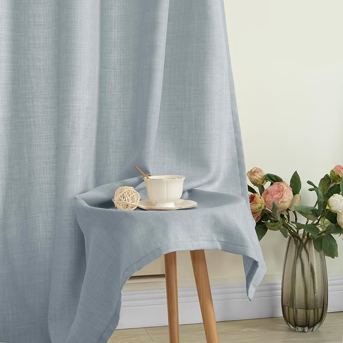 Haze Blue Linen Curtains 84 Inch Length - Image 7