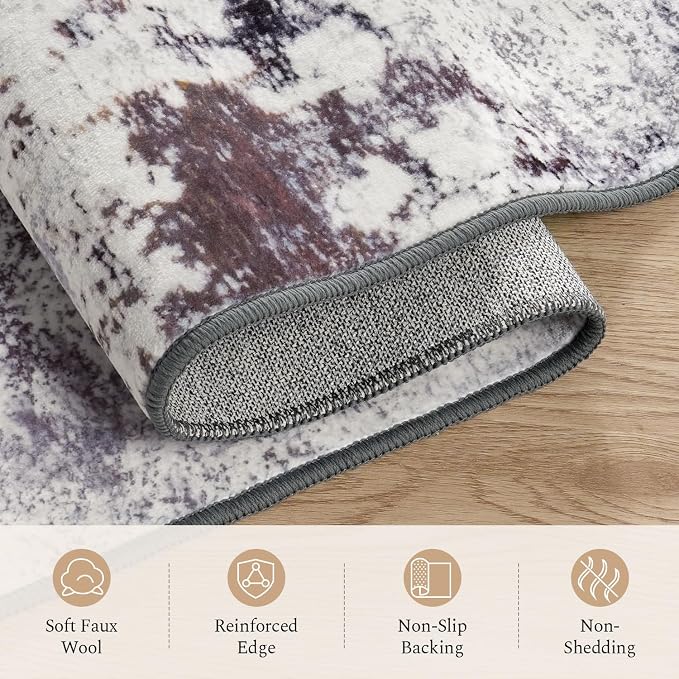 Rugflix 9x12 Area Rugs for Living Room, Washable Beige Grey Large Rug | Machine - Image 7