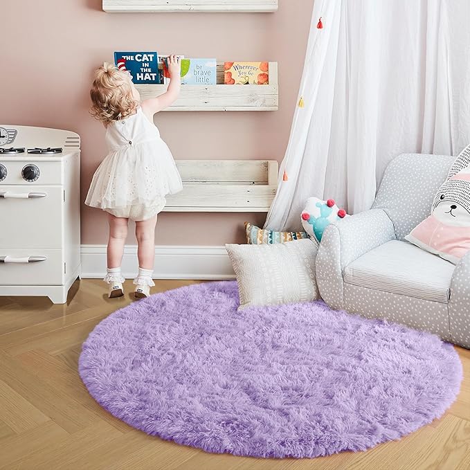 Amdrebio Light Purple Lavender Big Round Circle Rug 7Ft - Image 5