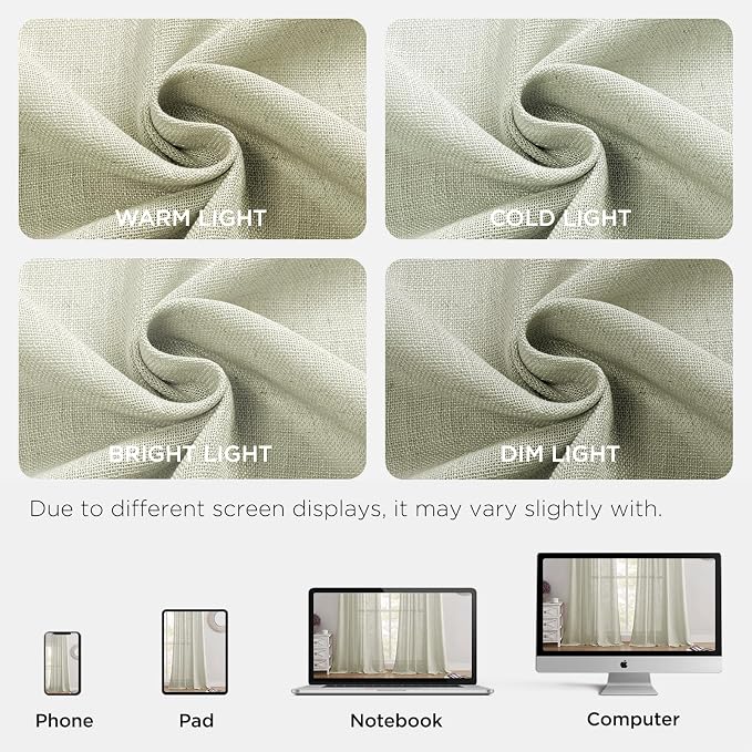 Joydeco Linen Curtains 90 Inch Length 2 Panel Sets, Light Filtering Curtains - Image 5
