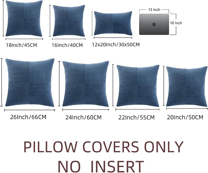 Fancy Homi 2 Packs Dusty Blue Decorative Throw Pillow Covers 22x22 Inch - Image 7