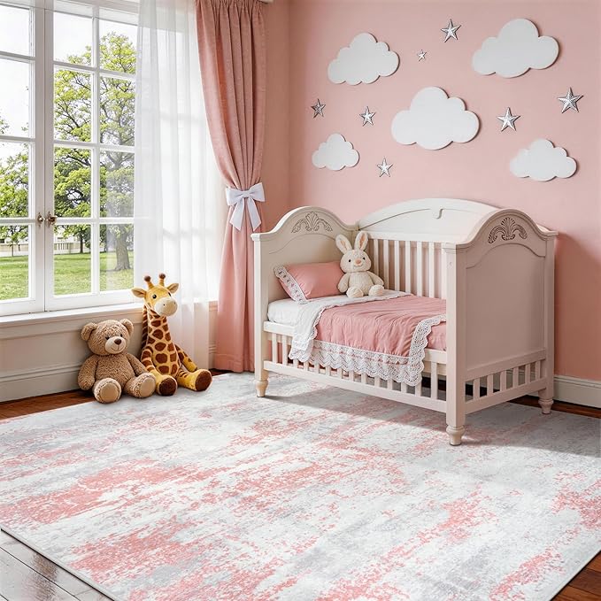 Aelenmu 8x10 Area Rugs for Living Room Washable Bedroom Dining Room Pink | - Image 3