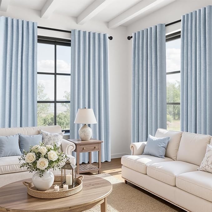 Topfinel Blue Blackout Bedroom Curtains 108 Inches Long 2 Panels by Topfinel