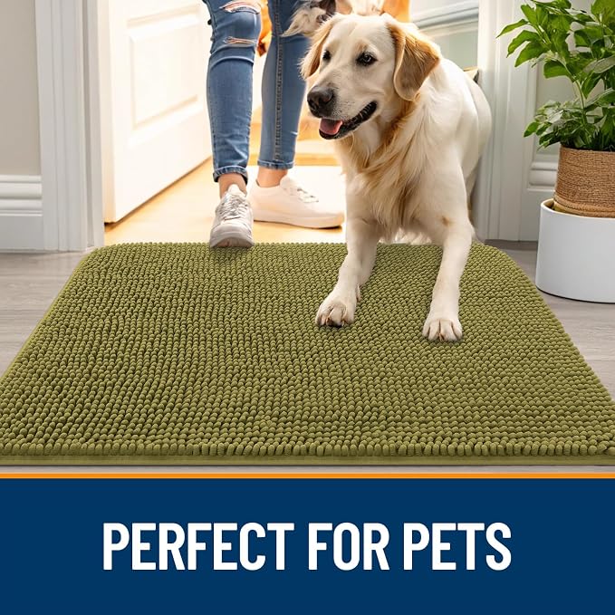OLANLY Dog Door Mat for Muddy Paws 47x17, Super Absorbent Chenille Mud Mat | - Image 6