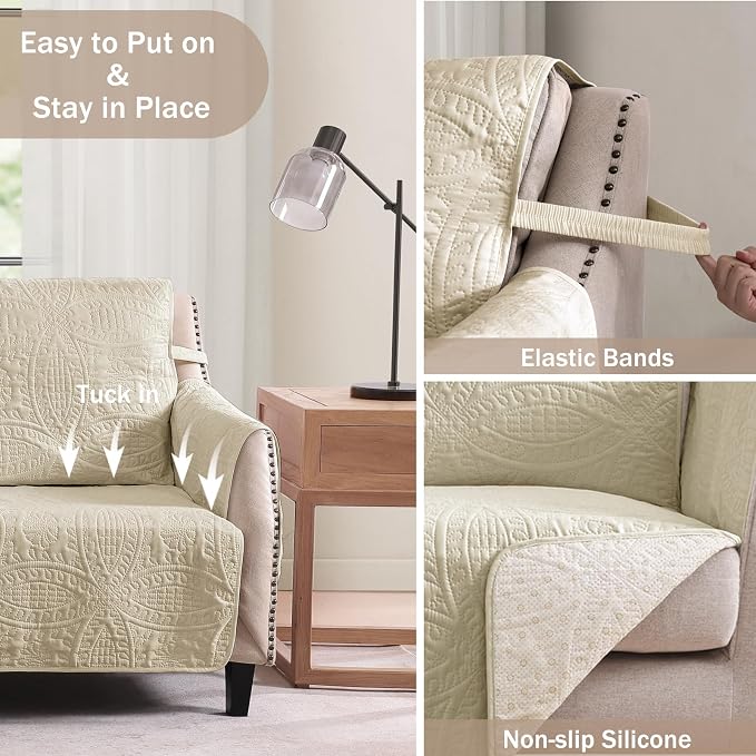 Quilted Camel Sofa Slipcovers - Image 5