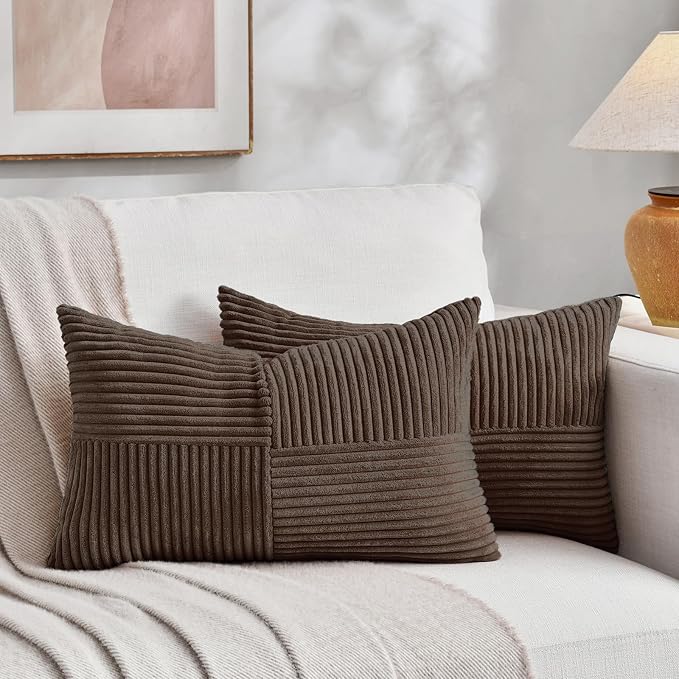 Fancy Homi 2 Packs Dark Brown Lumbar Decorative Throw Pillow Covers 20x28 Inch by Fancy+Homi