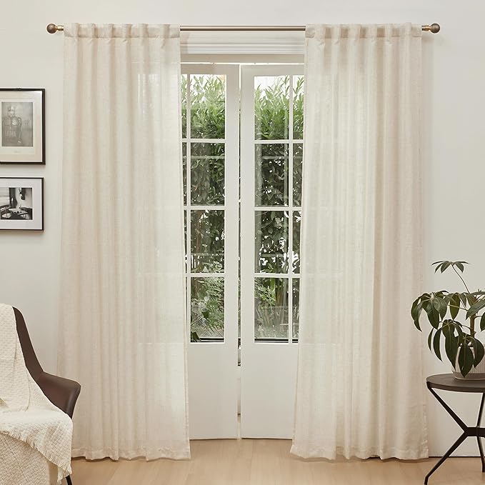 MYSKY HOME 90 Inches Long Linen Curtains - Image 2