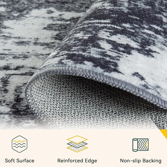 RELEANY Washable Runner 2'x6' Abstract Area Rug - Image 5