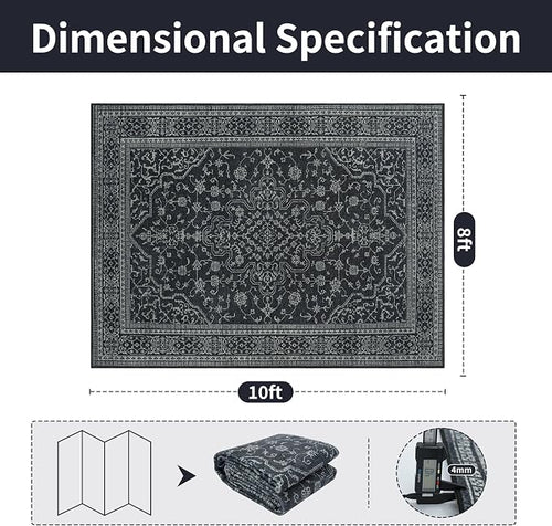 8x10 Washable Area Rugs for Living Room, Dining Room- Black White | Ultra Soft - Image 2