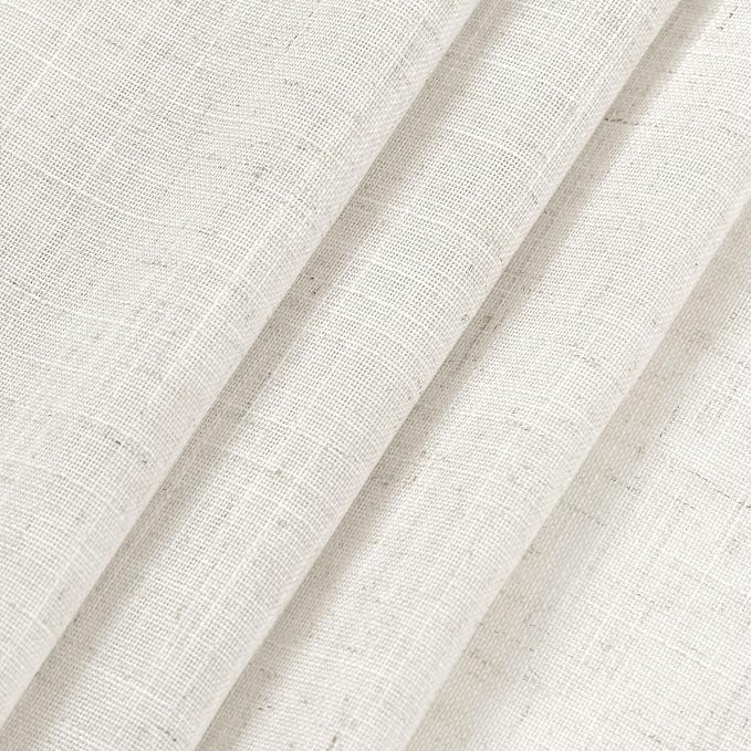 Beige White Linen Curtains for Living Room 78 Inches Long Back Tab and Rod - Image 9