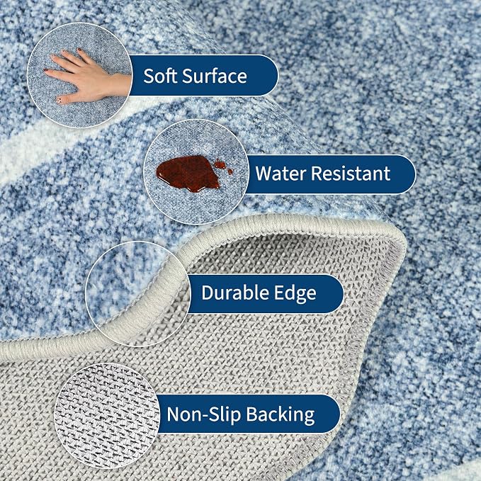 GarveeHome Scalloped Washable Round Rugs Non-Slip Soft Round Rug 4ft - Image 2