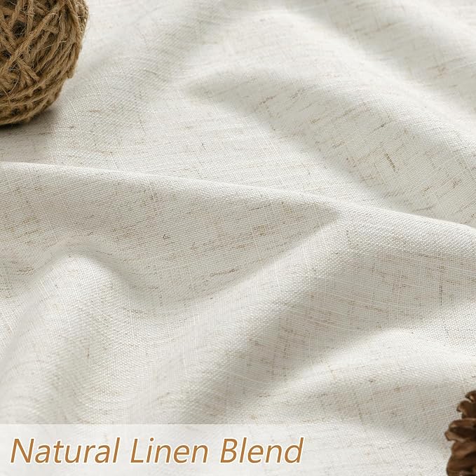Extra Wide 100% Blackout Linen Curtains - Image 3