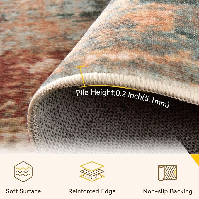 RELEANY Washable Runner 3'x9' Abstract Area Rug - Image 2