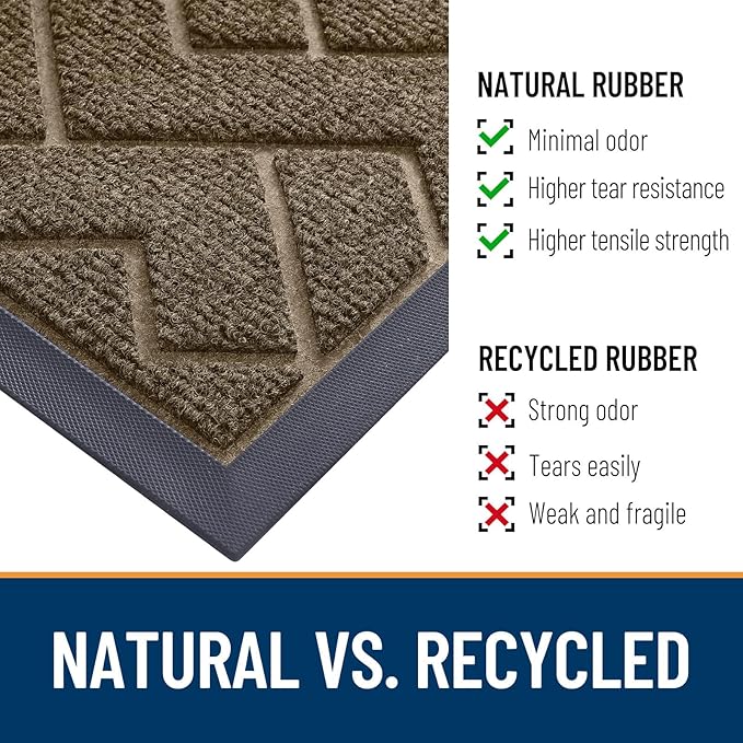 OLANLY Front Door Mat Outside 59x23, All-Season Absorbent Rubber Doormat | Brown - Image 5
