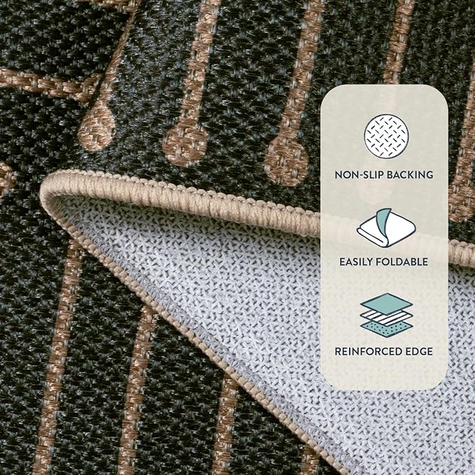 Lahome Black 3x5 Washable Rug, Neutral Easy Jute Entryway Front Porch Rug | - Image 3