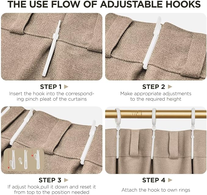 Joydeco Thick Linen Pinch Pleated Curtains 96 Inch Long 2 Panel Set - Image 8