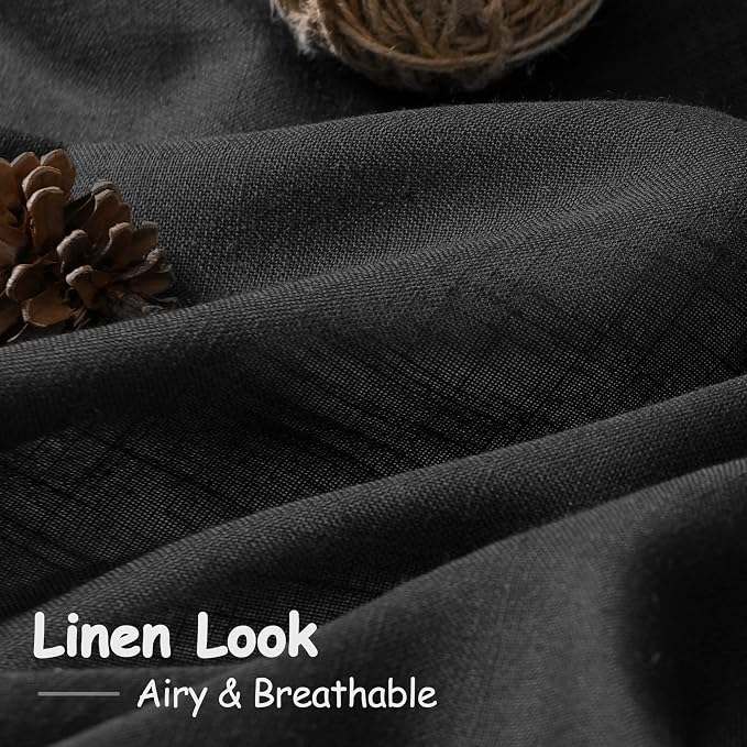 Black Semi Sheer Linen Curtains 72 inch Length - Image 5