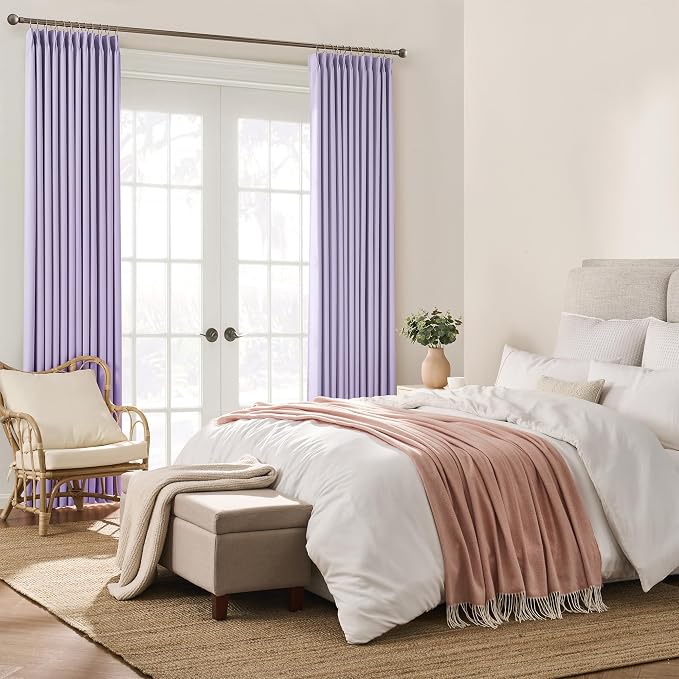 Pinch Pleats Lilac Curtains 92 Inches Long, Home Fashion Microfiber Thermal - Image 4