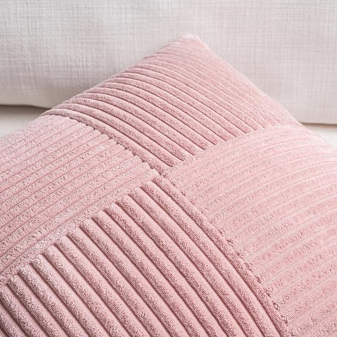 Fancy Homi 2 Packs Blush Pink Lumbar Decorative Throw Pillow Covers 16x32 Inch - Image 4