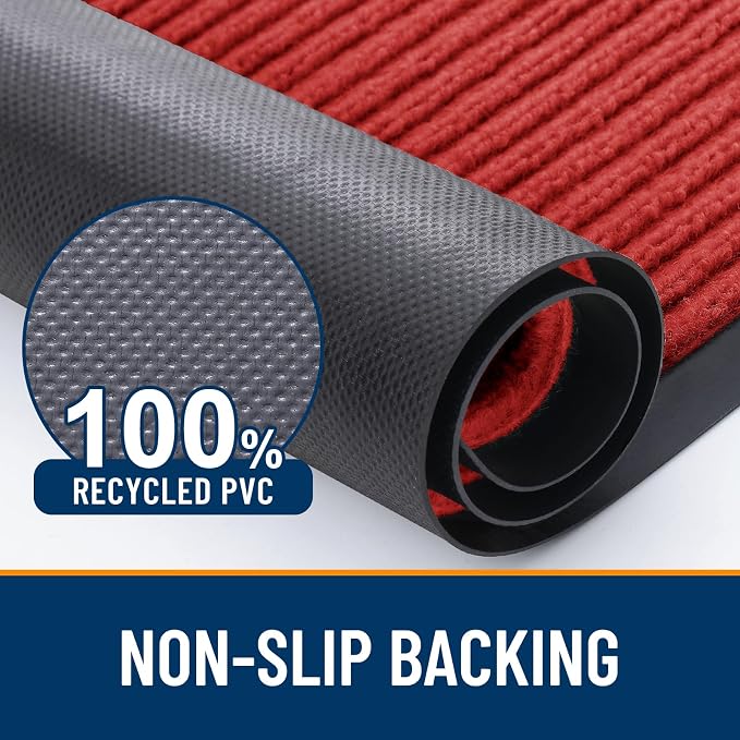 OLANLY Front Door Mat 47x17, Waterproof Heavy-Duty Indoor Outdoor Doormat | Red - Image 3