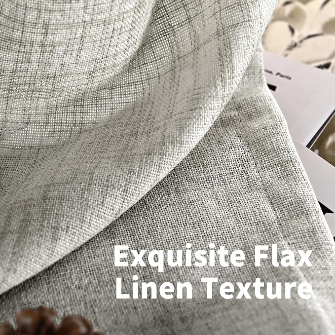 YoungsTex Linen Curtains for Living Room 52 X 80 Inch Length 2 Panels | Light - Image 6