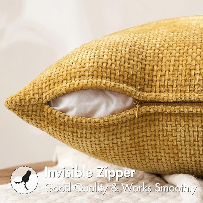 MIULEE Decorative Couch Throw Pillow Covers 18x18 in Mustard Yellow 2 Pack | - Image 5