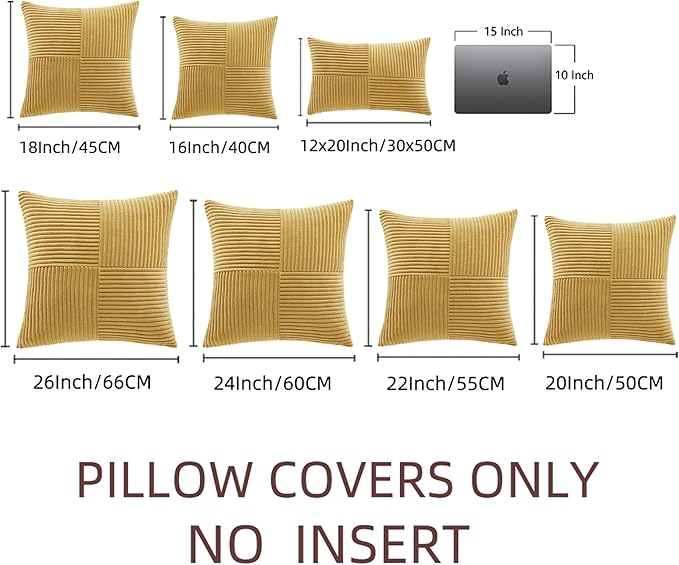 Fancy Homi 2 Packs Mustard Yellow Big Decorative Throw Pillow Covers 24x24 Inch - Image 6