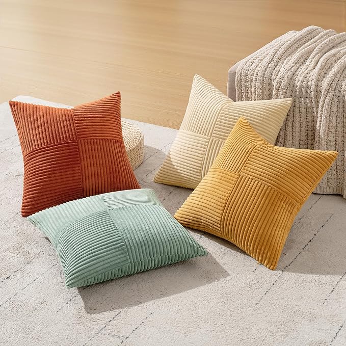 MIULEE Fall Teal-Orange Decorative Throw Pillow Covers 20x20 Inch Set of 4 Boho - Image 6