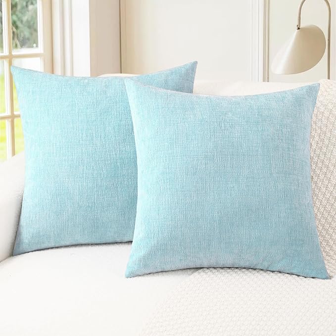 CaliTime Decorative Throw Pillow Covers 24 X 24 Inches Light Blue Grey | Pack by CaliTime