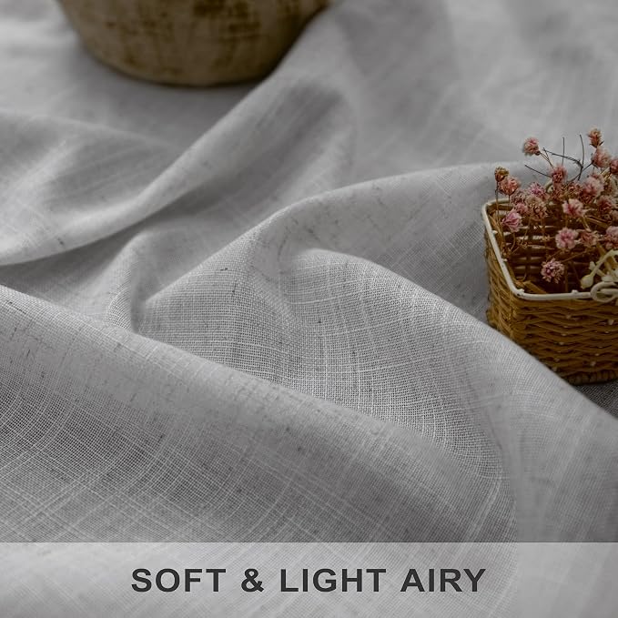 60 Inch Wide Curtains Gray for Boys Bedroom Teen Girls 90 Inches Long Linen - Image 3