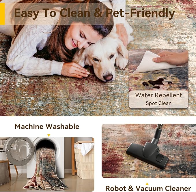 RELEANY Washable Square 7'x7' Area Rug - Image 3