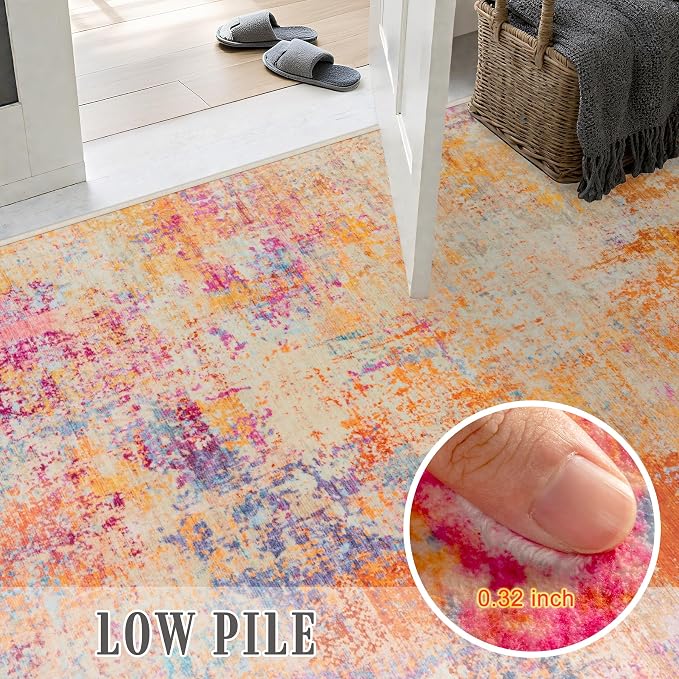Area Rug Living Room: 6x6 Modern Washable Soft Carpet Galaxy Haze | - Image 7