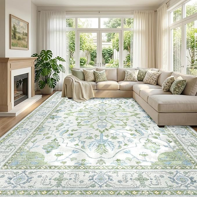 RELEANY Washable Area Rug, Large 10'x14', Water Repellent, Pet Friendly by RELEANY