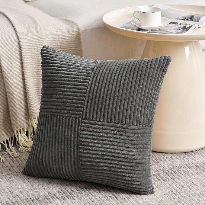 Fancy Homi 2 Packs Dark Gray Euro Decorative Throw Pillow Covers 26x26 Inch - Image 2