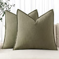 MIULEE Decorative Linen Pillow Covers 18x18 Inch Light Olive Green | Boho by MIULEE