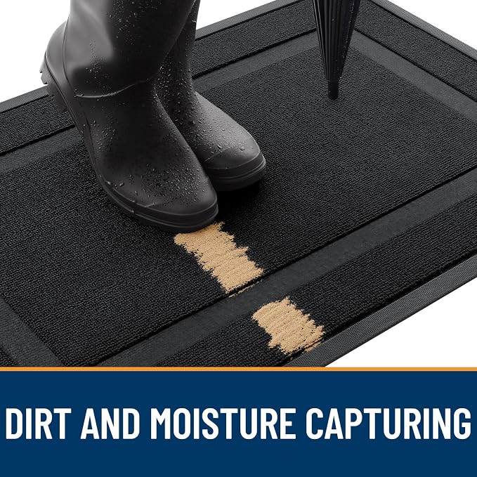 OLANLY Front Door Mat Outside 59x23, All-Season Heavy-Duty Rubber Doormat | Jet - Image 4