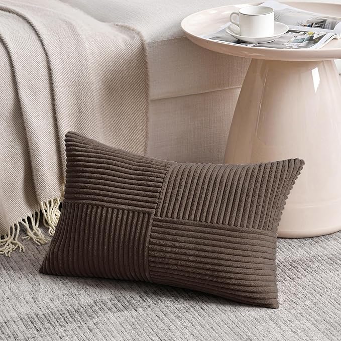Fancy Homi 2 Packs Dark Brown Lumbar Decorative Throw Pillow Covers 16x32 Inch - Image 2
