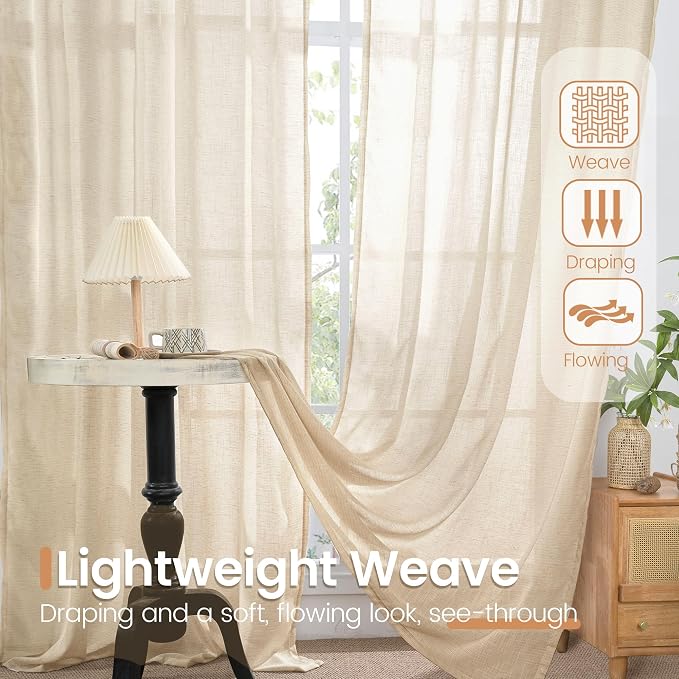 BGment Natural Linen Curtains 72 Inches Long - Image 4