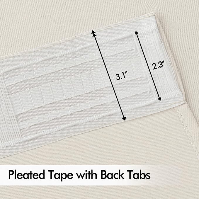 MIULEE Ivory Back Tab Blackout Curtains 52x102 Inch Long 2 Panels Set | Rod - Image 4