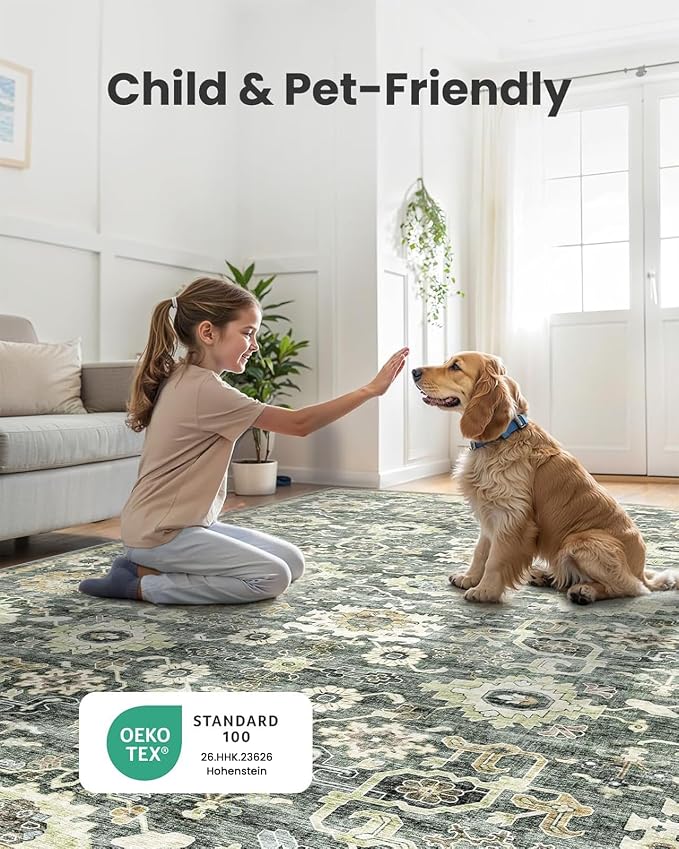 AMADA HOMEFURNISHING 5x7 Area Rugs, Washable Living Room Rug Low-Profile - Image 4
