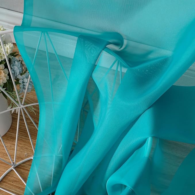 Turquoise Sheer Curtains 54 Inches Long 2 Panels - Image 5