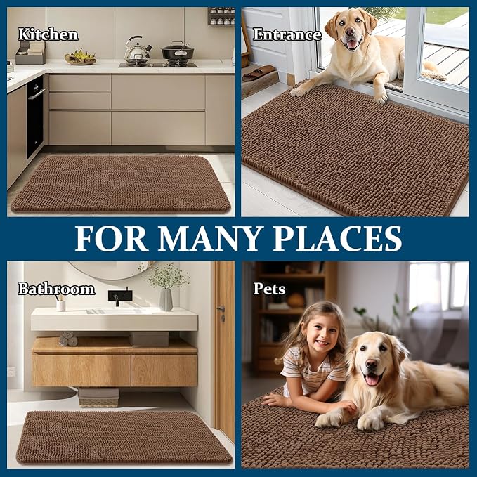 OLANLY Dog Door Mat for Muddy Paws 30x17, Super Absorbent Chenille Mud Mat | - Image 8