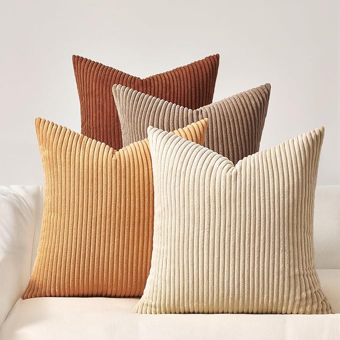 Topfinel 24x24 Inch Pillow Covers Set of 4 Yellow Brown Gradient Farmhouse by Topfinel