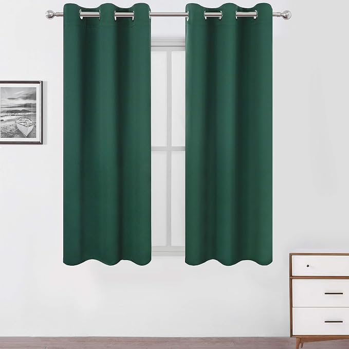 Dark Green Bedroom Blackout Curtains/38 x 54 Inch Long/Set of 2 Curtain by Lemomo